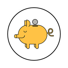 Business Coin In Piggy Bank. Saving and investment concept.