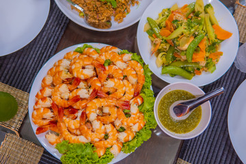 Thai food on the table in the restaurant