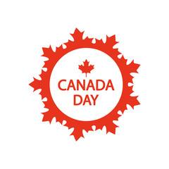 canada day concept, decorative frame with maple leaf icon, silhouette style