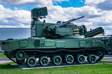 Fototapeta premium Military tracked vehicles of the times of the Soviet Union.