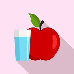 Water glass fresh apple icon. Flat illustration of water glass fresh apple vector icon for web design