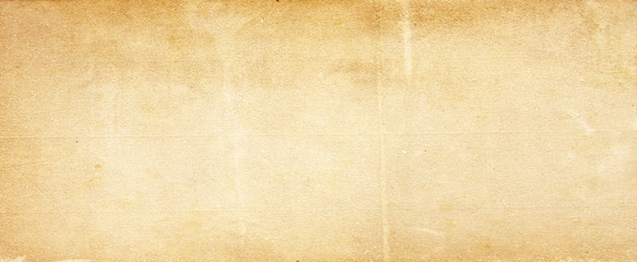 Old brown paper parchment background design with distressed vintage stains and ink spatter and white faded shabby center, elegant antique beige color - 348598816