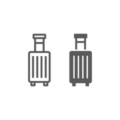 Suitcase line and glyph icon, travel and luggage, luggage sign vector graphics, a linear icon on a white background, eps 10.