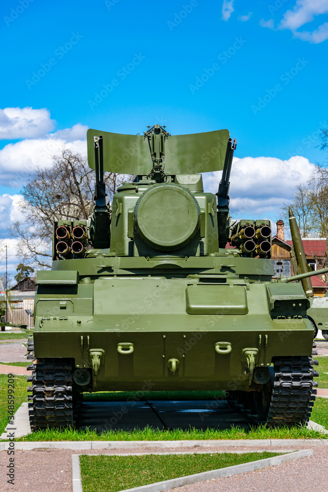 Wall mural military tracked vehicles of the times of the soviet union.