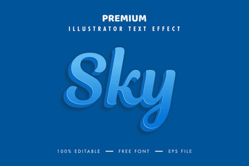 Sky 3d Text Effect and Editable Text Style.