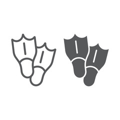Diving flippers line and glyph icon, tourism and diving, swimming flippers sign vector graphics, a linear icon on a white background, eps 10. © amin268