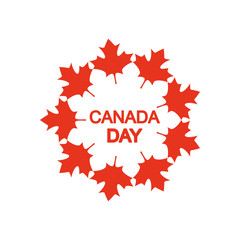 Canada day design with decorative maple leaves around, silhouette style