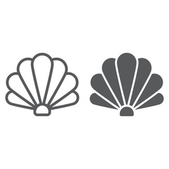 Shell line and glyph icon, ocean and beach, seashell sign vector graphics, a linear icon on a white background, eps 10. - obrazy, fototapety, plakaty