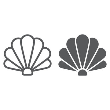 Shell line and glyph icon, ocean and beach, seashell sign vector graphics, a linear icon on a white background, eps 10.