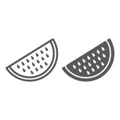 Watermelon line and glyph icon, juicy and tasty, watermelon sign vector graphics, a linear icon on a white background, eps 10.