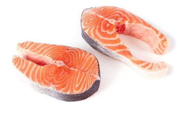 fresh salmon isolated on white