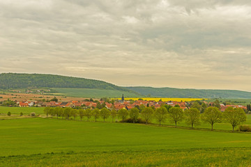 Fototapeta premium view to the village of Hohenfelden in Thuringia