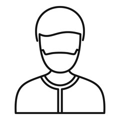 Man mask protect icon. Outline man mask protect vector icon for web design isolated on white background