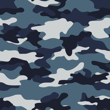 
Blue camouflage seamless pattern for clothing print, fabric modern pattern.