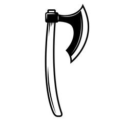 Illustrations of lumberjack hatchet in engraving style. Design element for logo, label, emblem, sign.