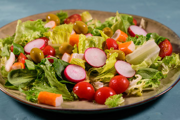 Close-up of gourmet spring vegetarian salad