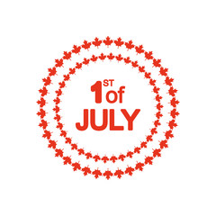 canada day concept, round frames of maple laves and 1st of july lettering design, silhouette style