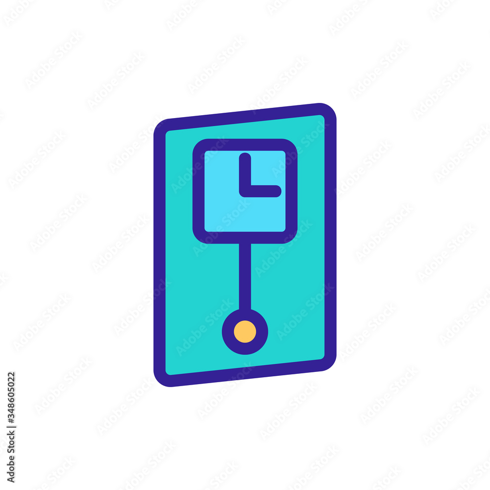 Poster square clock with pendulum icon vector. square clock with pendulum sign. color symbol illustration