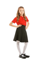 Cute little pupil on white background