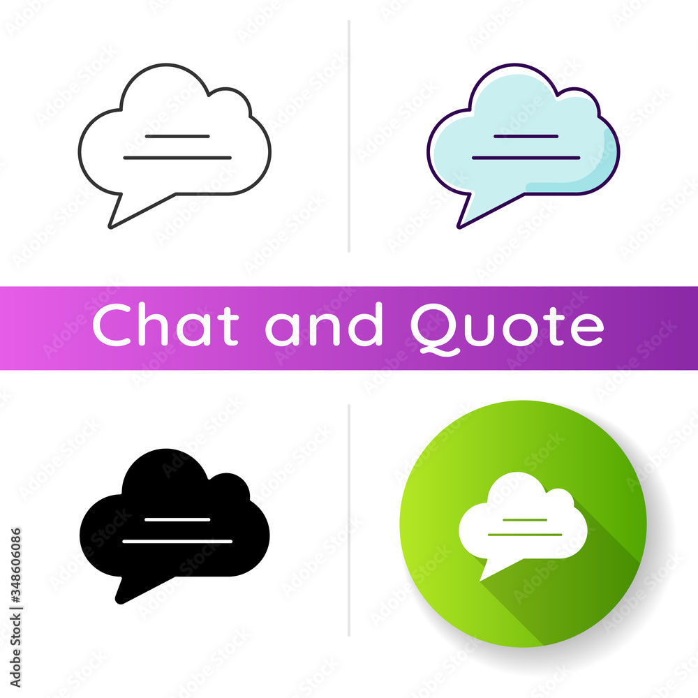 Poster chat cloud icon. empty speech bubble. blank thought balloon with text space. comment box with copysp