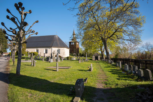 Old church in the district of Trosa south of Stockholm a sunny spring morning.
