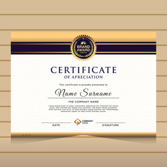 elegant blue and gold diploma certificate template. Use for print, certificate, diploma, graduation