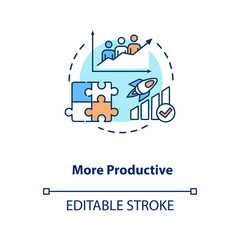 Fototapeta premium More productive concept icon. Multi ethnic group in company. Business strategy efficiency. Multi cultural team idea thin line illustration. Vector isolated outline RGB color drawing. Editable stroke