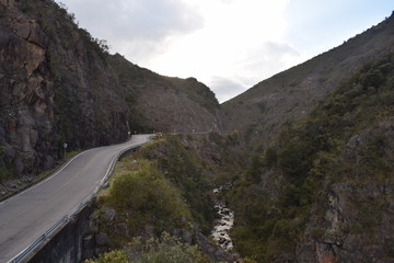 Road along a river in the mountains