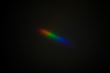 Light reflection through a prism into red green and blue photography colors. Chromatic pattern of rainbow colors. Horizontal view of conceptual rgb icon isolated on black background.