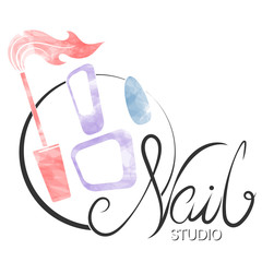 Nails manicure care and painting symbol for business stylist
