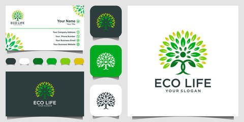 People Tree Vector Logo Design Inspiration. logo design and business card