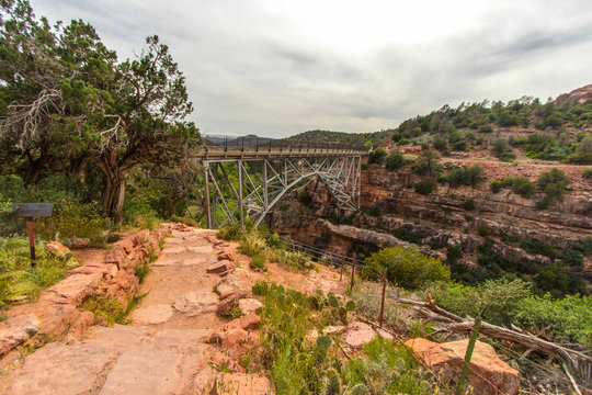 Midgley Bridge over Oak Creek Canyon on Arizona scenic highway 89a in Sedona Arizona. 