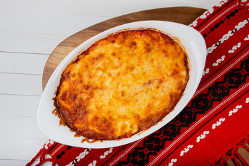 Moussaka is an eggplant- or potato-based dish, often including ground meat, in the Levant