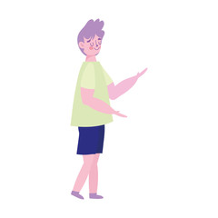 young man male character cartoon standing isolated design