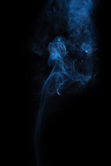 The movement of the smoke on a black background .