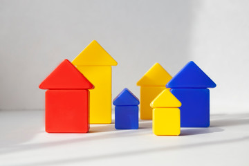 Colored houses made of children's blocks