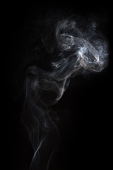 The movement of the smoke on a black background .