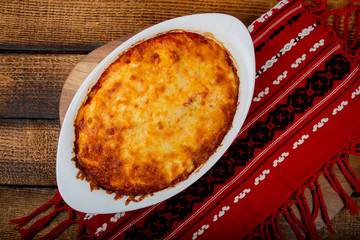 Moussaka is an eggplant- or potato-based dish, often including ground meat, in the Levant