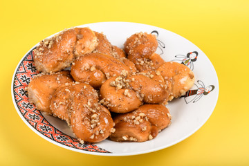 Concept of romanian cuisine. Homemade Mucenici, traditional desserts made in the figure 8