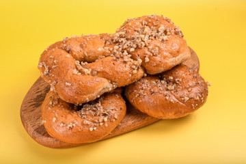 Concept of romanian cuisine. Homemade Mucenici, traditional desserts made in the figure 8