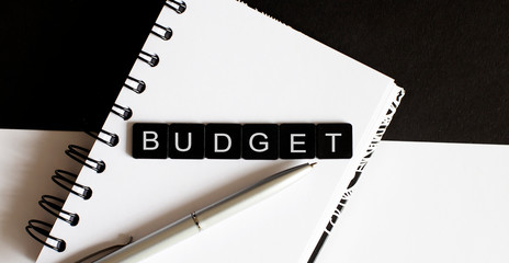 Business Words on notepad. Work business tex Budget