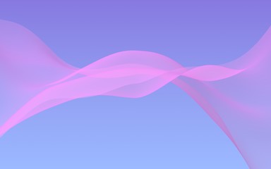 Pink wave on blue sky abstract background. Fluttering pink scarf. Waving on wind pink fabric. 3D illustration