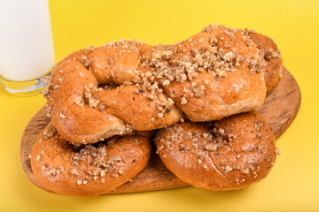 Concept of romanian cuisine. Homemade Mucenici, traditional desserts made in the figure 8