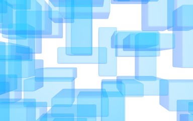 Blue and white abstract digital and technology background. The pattern with repeating rectangles. 3D illustration