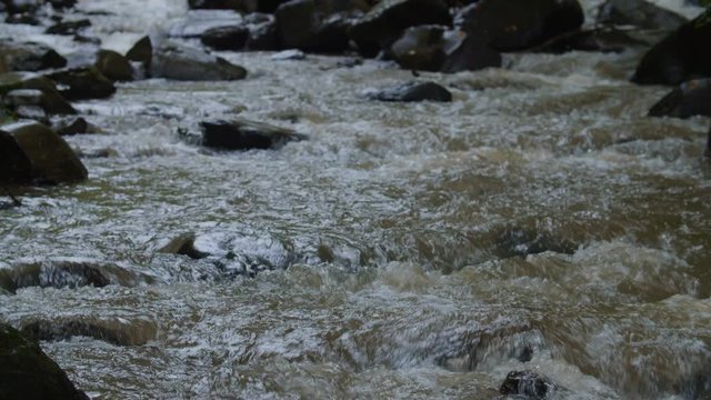 a mountain river rushing downhill