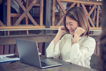 Work from home conceptual woman working on laptop at home cause of coronavirus covid-19 world...