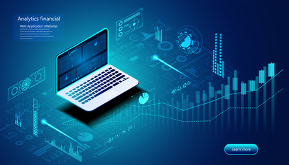 Abstract analysis financial concept Stock analysis for investment, finance, fund business using program analysis from devices In investment decisions.