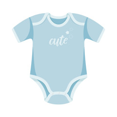 Nursery baby blue body romper. Vector illustration.