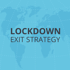 Lockdown exit strategy. Quarantine end, self isolation exit. People, coronavirus. Lifting lockdown plan. Air planes flying on world map with coordinates. Covid pandemic, aviation crisis. Flat vector.