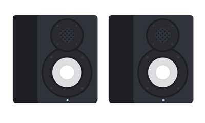 Speakers with subwoofers for playing music sounds Musician vector icon flat isolated illustration.